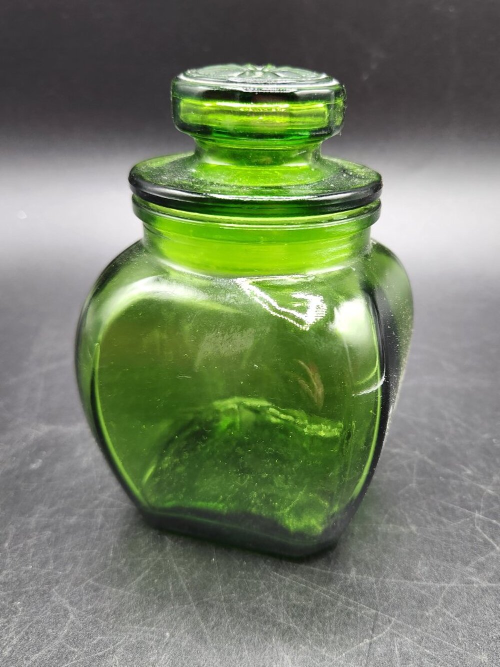 Wheaton Emerald Glass Green Vintage Canister with Lid